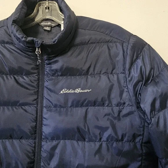 Eddie Bauer EB650 Down Puffer Jacket Mens Size Large Blue Full Zip Coat Outdoors - Picture 4 of 9